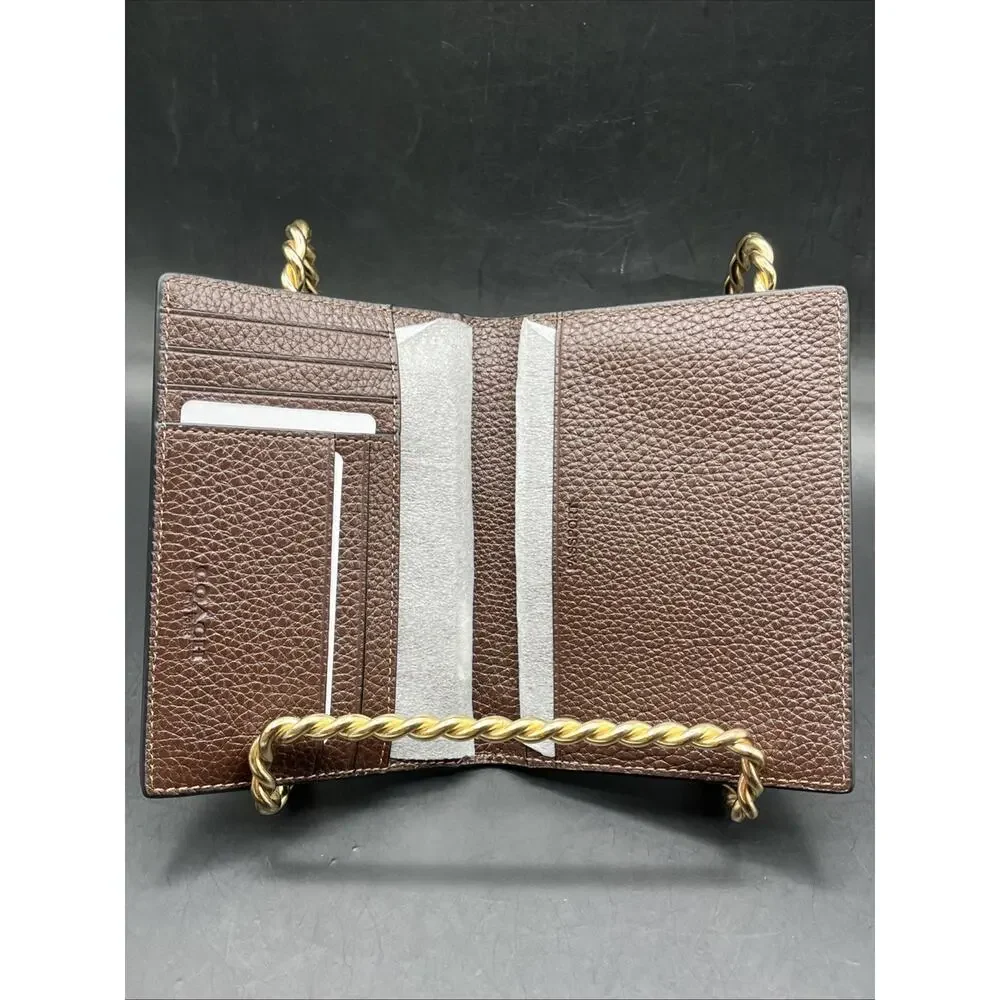 NWOT Coach CU131 Dark Brown Pebbled Leather Passport Case